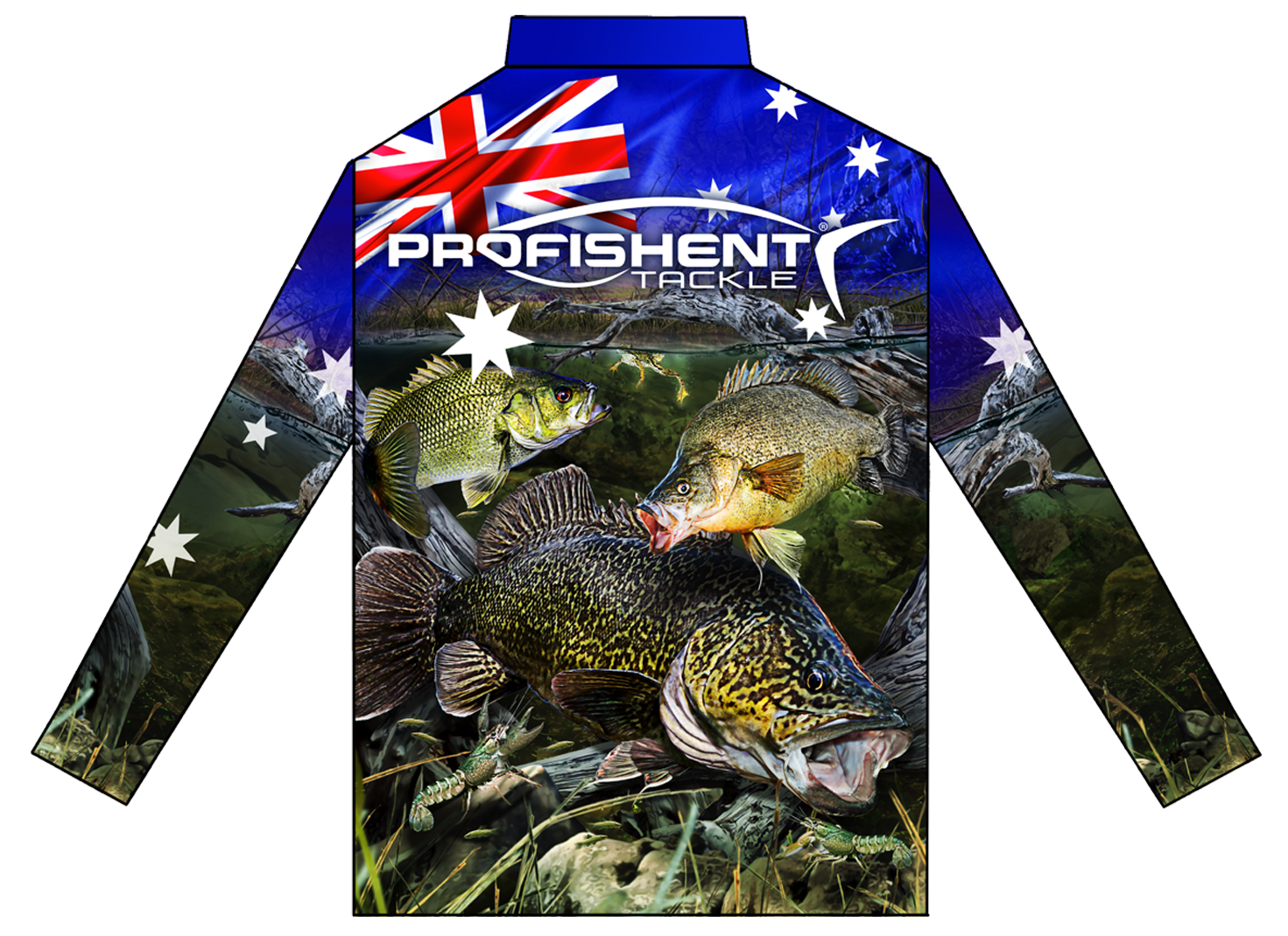 Profishent Sublimated Long Sleeved Oz Fresh Water Fishing Shirt #XL