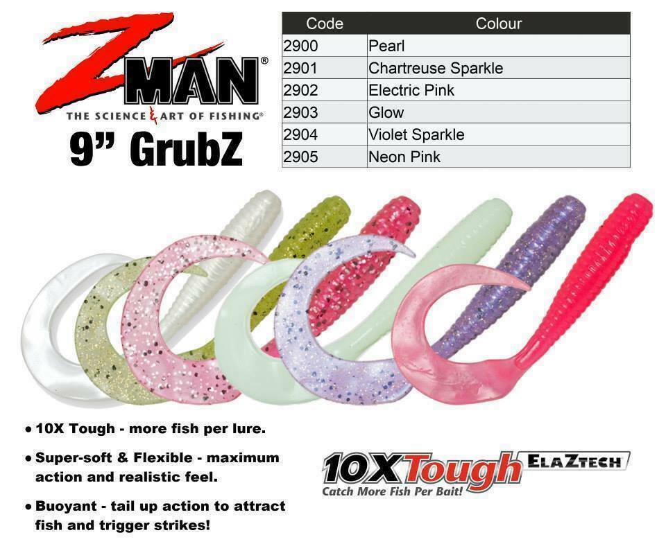 Z-Man GrubZ, 9 Chartreuse Sparkle (3 Pack)