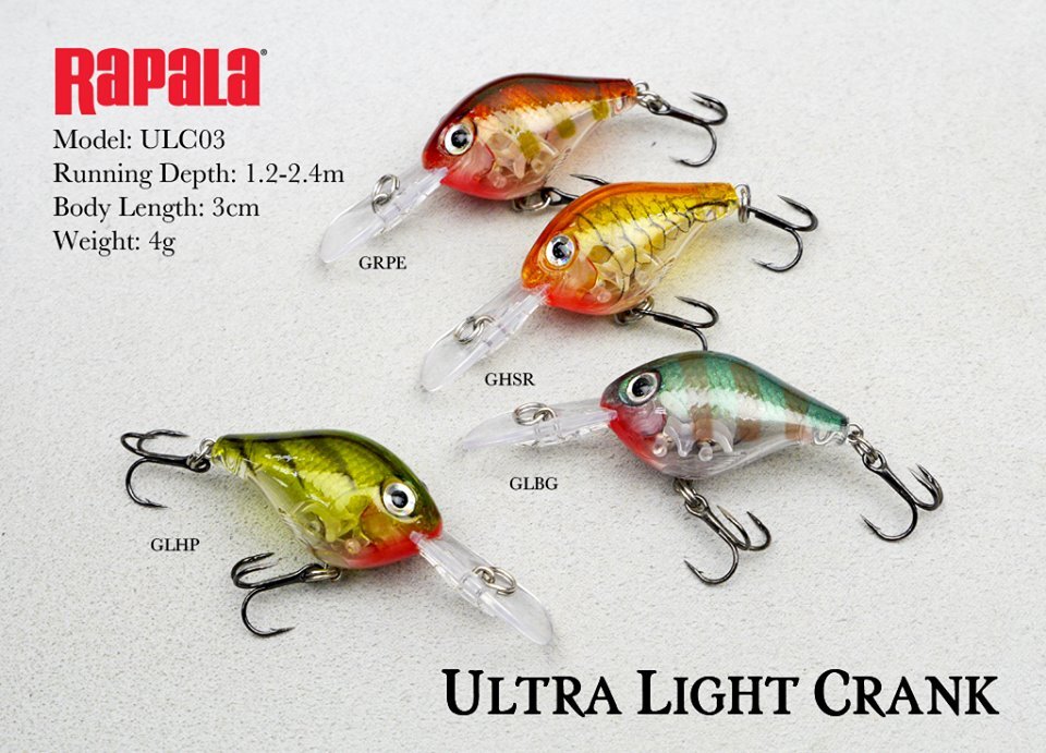 Rapala Ultra Light Crank 30mm Crankbait Fishing Lure #Glass Lucent Tiger UV