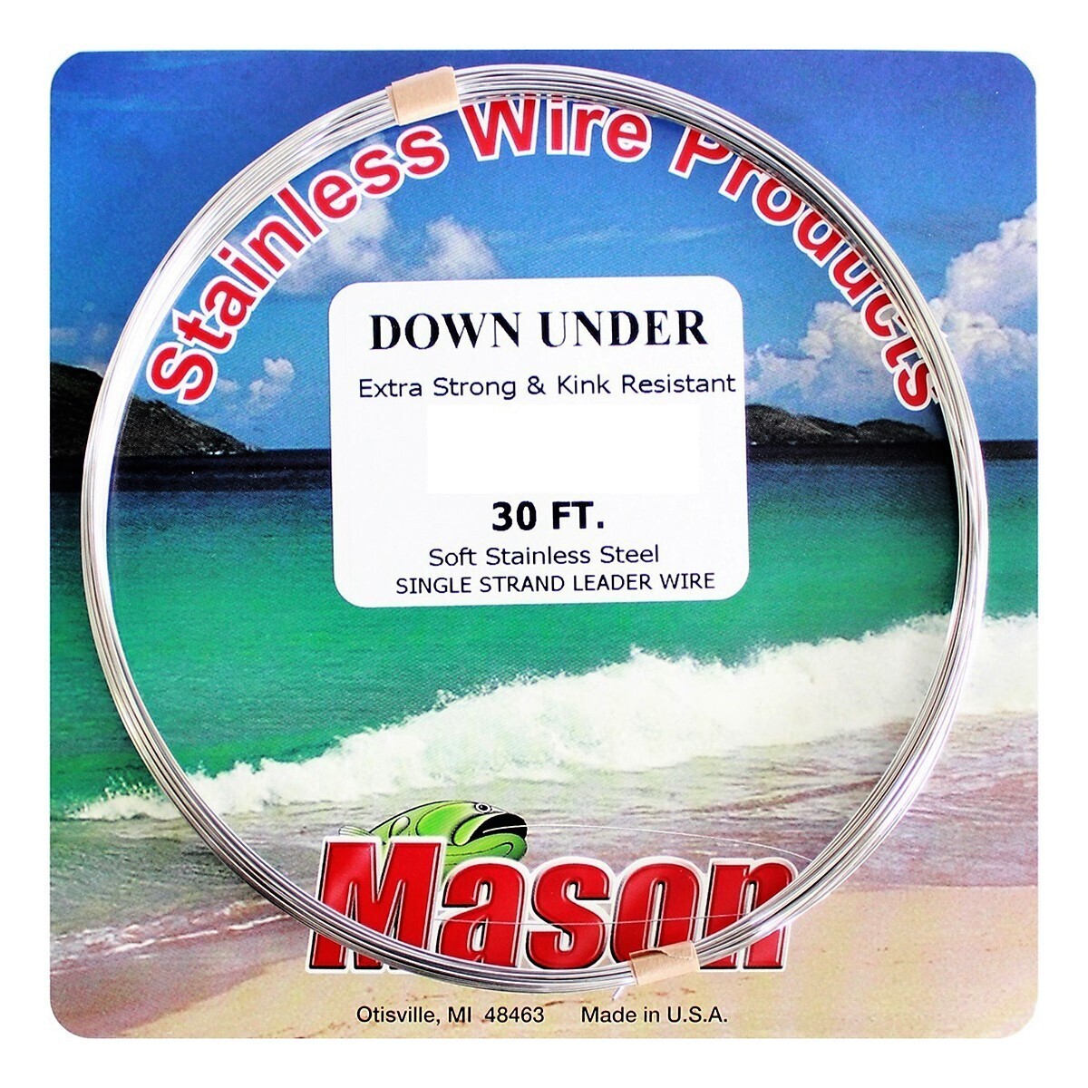 Mason Down Under 30' Single Strand Stainless Steel Wire Leader #120lb