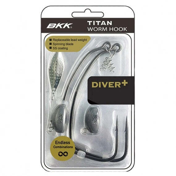 BKK Titan Diver Plus Weighted Worm Fishing Hook #10/0