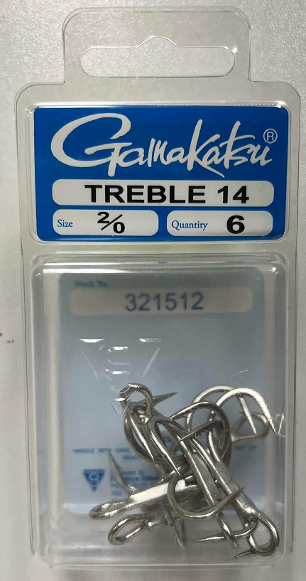 Gamakatsu 14 Treble Fishing Hook #2/0 6pk
