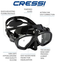 Cressi Action Silicon Drive Mask With GoPro Mount - Choose Colour