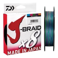 Daiwa J Braid x8 300m Multi Colour Braid Fishing Line - Choose Lb