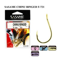 Sasame F-721 Chinu Ringed Gold Colour Offset Fishing Hook - Choose Size