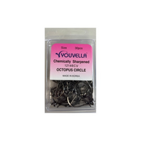 Youvella Octopus Circle Chemically Sharpened 30x Pack Fishing Hook - Choose Size