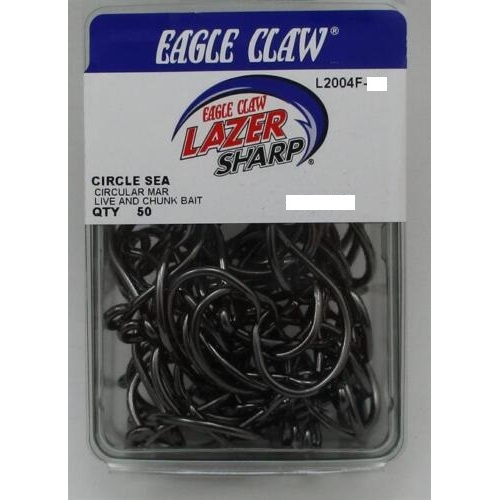 Eagle Claw L2004 Lazer Sharp Mid Wire Circle Fishing Hook 50 Pack #9/0
